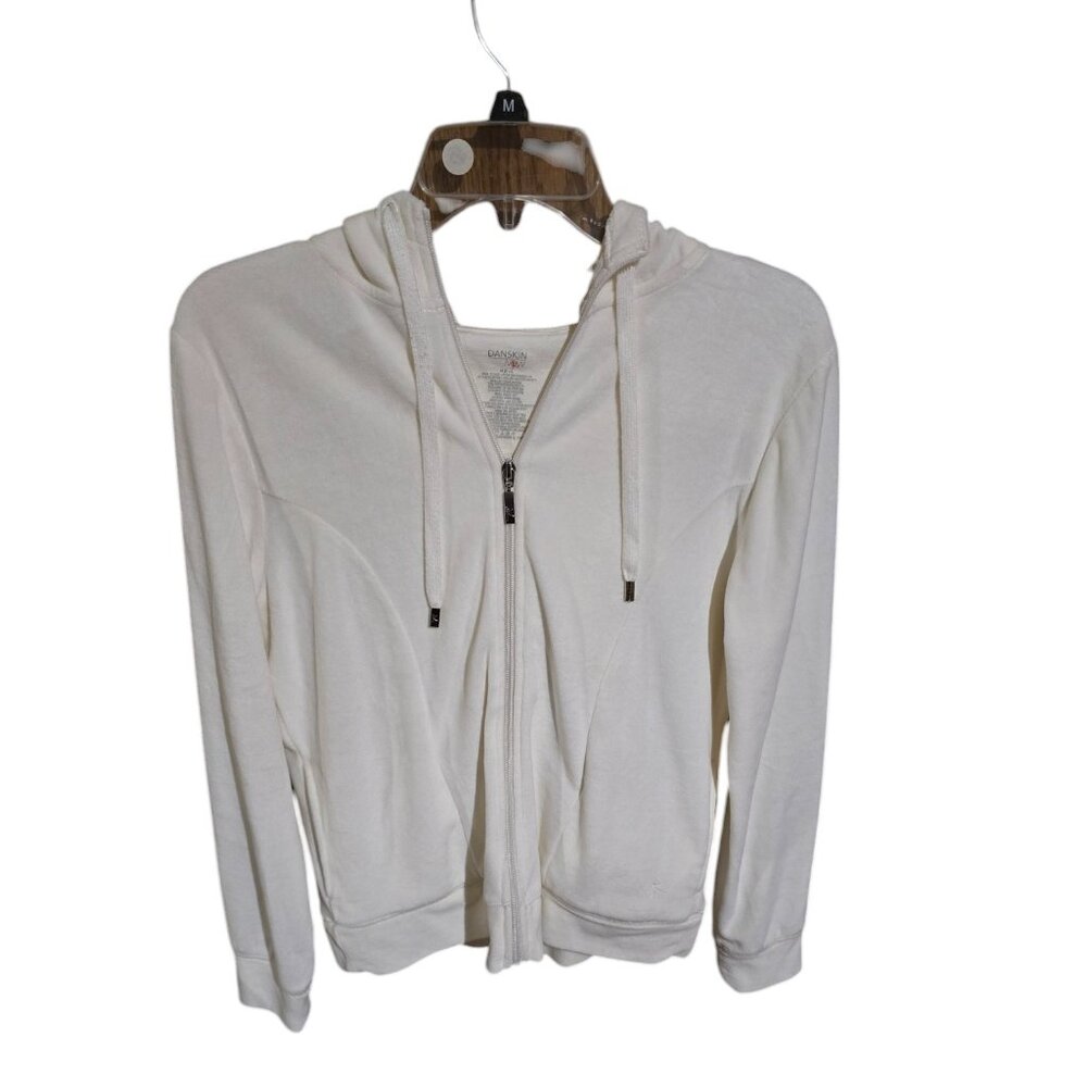 Danskin Ivory Full Zip Hoodie Size M (8-10)
